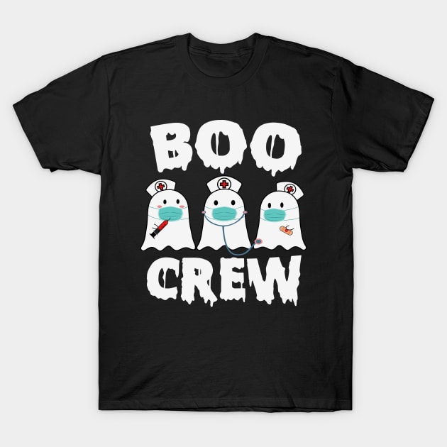 boo crew halloween three ghost scary nurse T-Shirt by Moe99